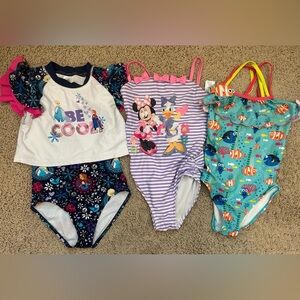 Disney Store Minnie Daisy Frozen Elsa Finding Nemo Swimsuit Rash Guard Girls 7/8